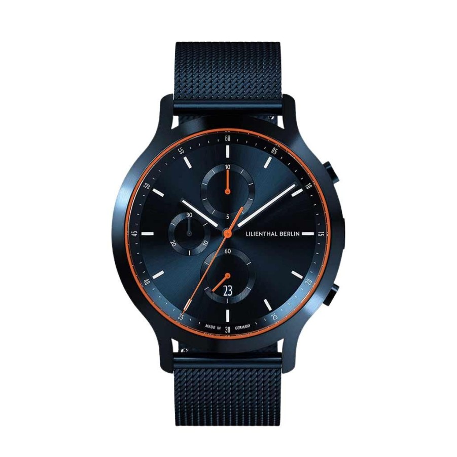 Uhren Lilienthal Berlin | Lilienthal Chronograph Blue Orange Mesh