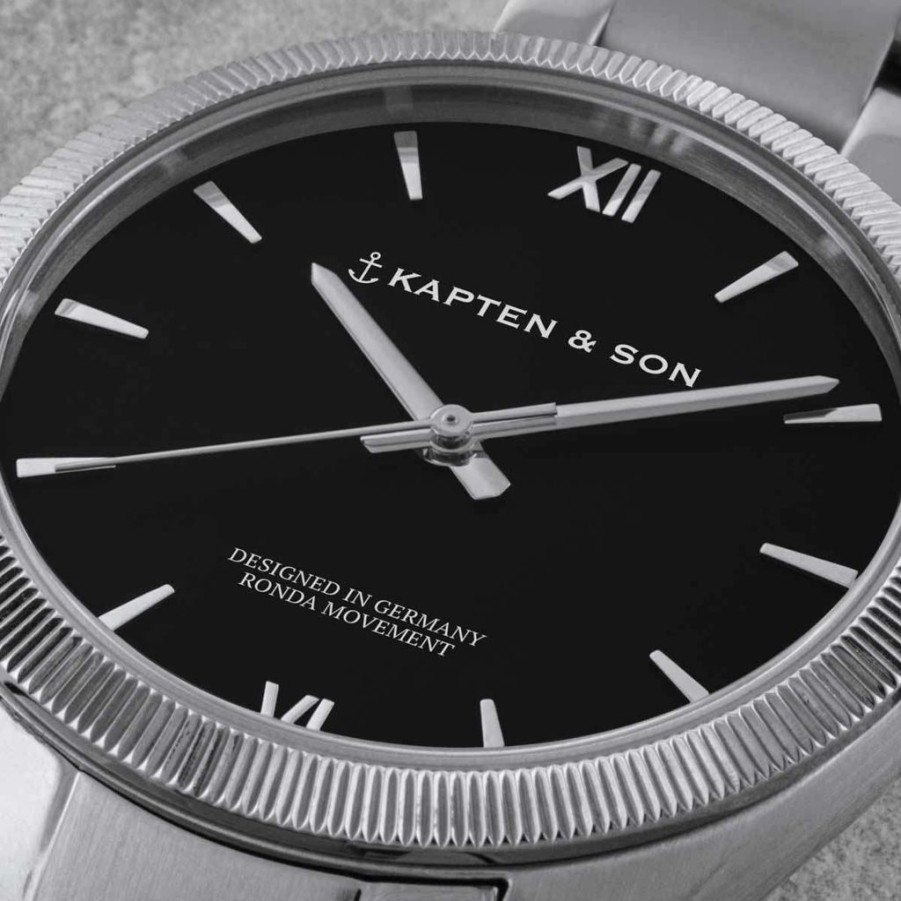 Uhren Kapten & Son | Kapten & Son Crush Silver Black Steel