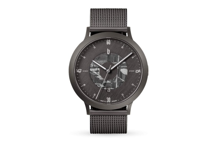 Uhren Lilienthal Berlin | Zeitgeist Automatik Limited Edition Meteorite Mesh Dark Silver