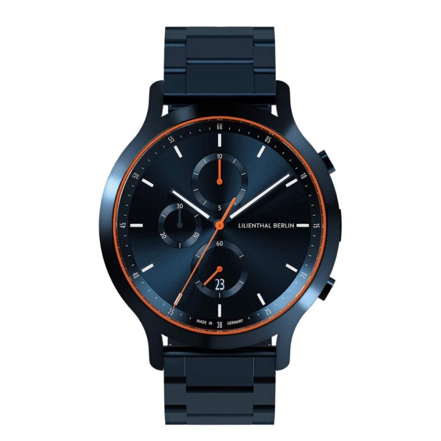 Uhren Lilienthal Berlin | Lilienthal Chronograph Blue Orange Steel