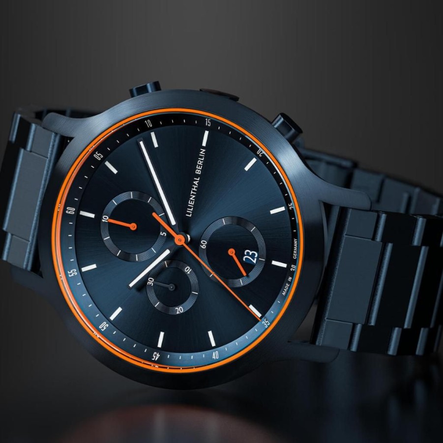 Uhren Lilienthal Berlin | Lilienthal Chronograph Blue Orange Steel